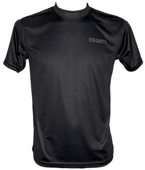 Front of black t-shirt with GYM NASTY logo