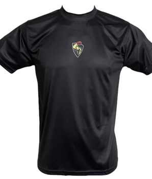 Front of GYM NASTY t-shirt with simple arm logo