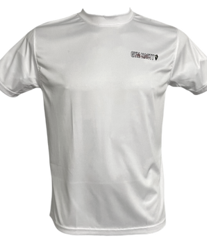 Front of white GYM NASTY T-Shirt with GYM NASTY logo